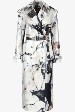 Roberto Cavalli Double-breasted Trench Coat With Marble Print - Woman Coats & Jackets 40