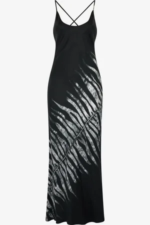 Roberto Cavalli Long Dress With White Tigress Print - Female Slip Dresses 38