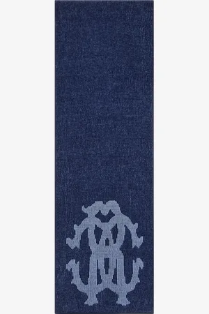 Roberto Cavalli Cotton And Wool Blend Scarf With Rc Monogram - Male Scarves & Silks Unica