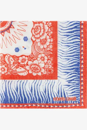 Roberto Cavalli Cotton Scarf With Zebra Pattern And Logo - Male Scarves & Silks Unica