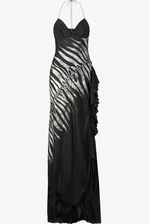 Roberto Cavalli Long Dress With Zebra Print - Female Slip Dresses 38