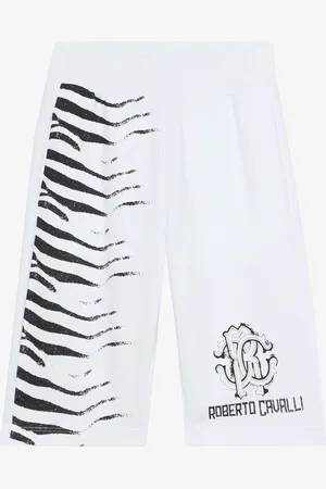 Roberto Cavalli Zebra-print Sports Shorts And Rc Monogram - Male Ready To Wear 04a