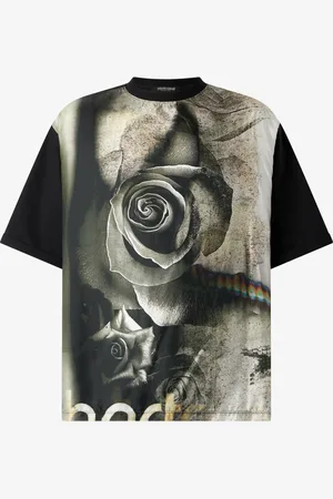 Roberto Cavalli T-shirt With Rose Print - Male T-shirts And Polos L