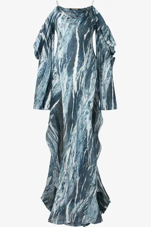 Roberto Cavalli Marble-print Flowing Dress - Female Dresses 40