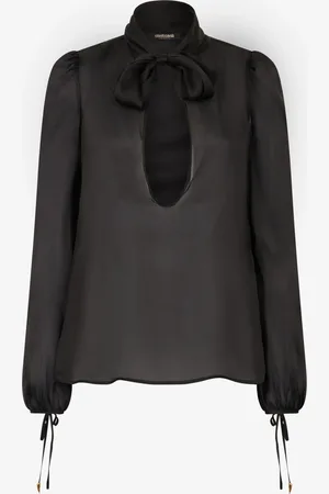 Roberto Cavalli Shirt With Bow And Cutout - Female Silk Shirts 38