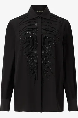 Roberto Cavalli Sequined Tiger Skin Shirt - Female Silk Shirts 38