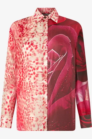 Roberto Cavalli Shirt With Jaguar Skin And Rose Print - Female Silk Shirts 38