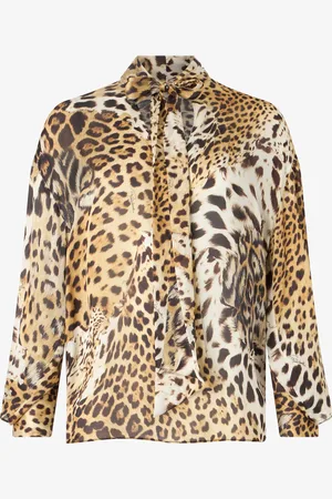 Roberto Cavalli Shirt With Jaguar Skin Print - Female Silk Shirts 38