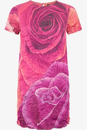 Roberto Cavalli Crinkle-effect Dress With Rose Print - Female Dresses 40