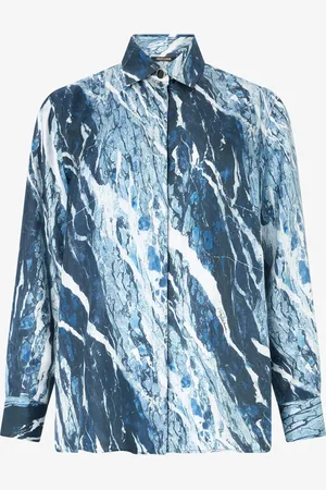Roberto Cavalli Marble-print Shirt - Female Silk Shirts 38