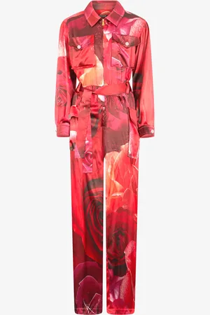 Roberto Cavalli Rose-print Shirt-style Jumpsuit - Female Dresses 38