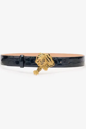 Roberto Cavalli Crocodile-effect Belt With Bejeweled Tiger - Female Belts 75