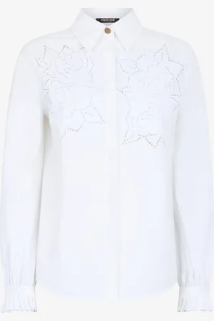 Roberto Cavalli Shirt With Perforated Rose Motif - Female Blouses & Tops 38