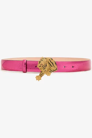 Roberto Cavalli Belt With Snake Print And Jewel Tiger Detail - Female Belts 75
