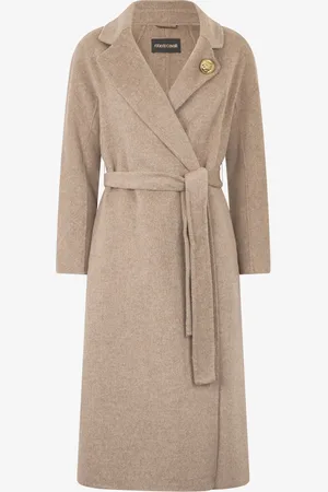 Roberto Cavalli Brown Wool Cashmere Coat - Female Coats & Jackets 44