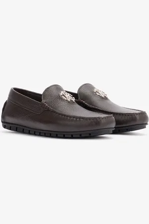Roberto Cavalli Hammered-effect Loafers With Rc Monogram - Male Loafers & Moccasins 40