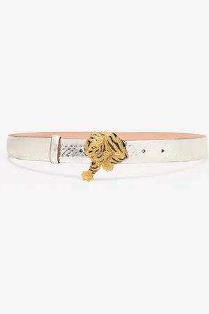 Roberto Cavalli Belt With Snake Print And Jewel Tiger Detail - Female Belts 75