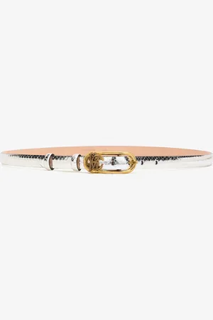 Roberto Cavalli Laminated Leather Belt With Snake Print - Female Belts 75