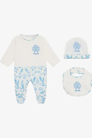 Roberto Cavalli Hat, Bib And Romper Suit Set With Rc Monogram And Print - Ready To Wear 03m