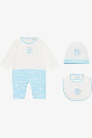 Roberto Cavalli Monogram Rc And Logo Hat, Bib And Romper Suit Set - Ready To Wear 01m