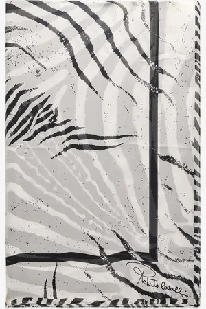 Roberto Cavalli Silk Scarf With White Tigress Print - Female Scarves & Silks Unica
