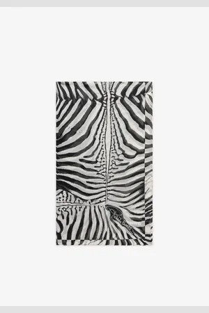 Roberto Cavalli Silk Scarf With White Tigress Print - Female Scarves & Silks Unica