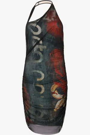 Roberto Cavalli Mini Dress With Rose And Snake Detailing - Female Dresses M