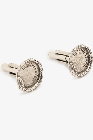 Roberto Cavalli Snake Cufflinks With Logo - Male Fashion Jewelry Unica
