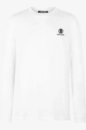 Roberto Cavalli Long-sleeved T-shirt With Rc Monogram - Male T-shirts And Polos S