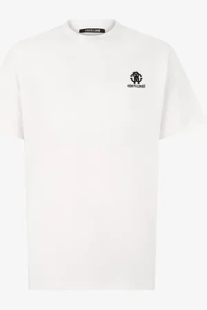 Roberto Cavalli T-shirt With Rc Monogram And Logo Embroidery - Male T-shirts And Polos S