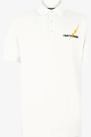 Roberto Cavalli Polo With Print And Logo - Male T-shirts And Polos S