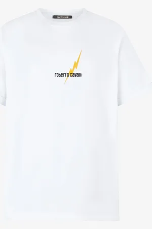 Roberto Cavalli T-shirt With Print And Logo - Male T-shirts And Polos S