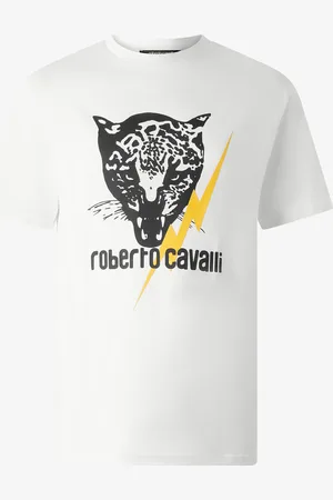 Roberto Cavalli T-shirt With Lightning Bolt And Jaguar - Male T-shirts And Polos S