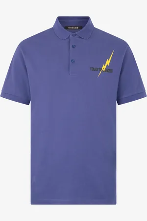 Roberto Cavalli Polo With Print And Logo - Male T-shirts And Polos S