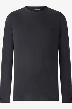 Roberto Cavalli Long-sleeved T-shirt With Rc Monogram - Male T-shirts And Polos S