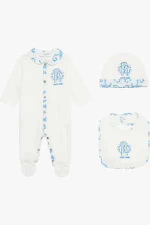 Roberto Cavalli Hat, Bib And Romper Suit Set With Rc Monogram And Print - Ready To Wear 03m