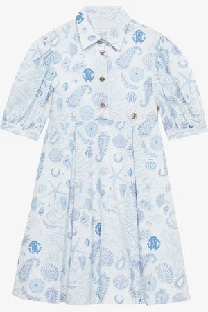 Roberto Cavalli Marine-print Broderie Anglaise Dress - Female Ready To Wear 06a