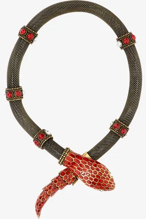 Roberto Cavalli Rigid Necklace With Snake And Decoration - Female Fashion Jewelry Unica