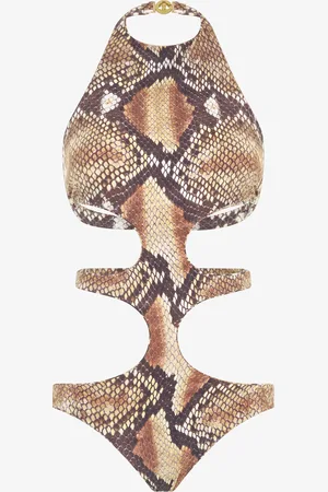 Roberto Cavalli Python Print One-piece Swimsuit - Female Beachwear Xs