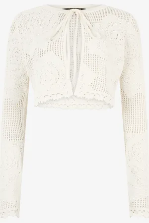 Roberto Cavalli Openwork Cropped Cardigan With Roses - Female Knitwear Xs