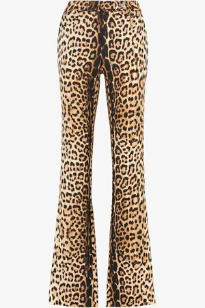 Roberto Cavalli Leopard-print Flared Trousers - Female Trousers & Shorts 48