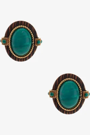 Roberto Cavalli Malachite-effect Stud Earrings - Female Fashion Jewelry Unica