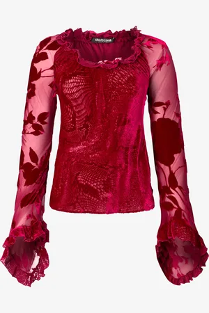 Roberto Cavalli Sweater With Rose And Python Pattern - Female Blouses & Tops 40