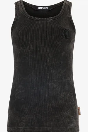 Roberto Cavalli Stretch Cotton Tank Top With Jc Monogram - Female Clothing S