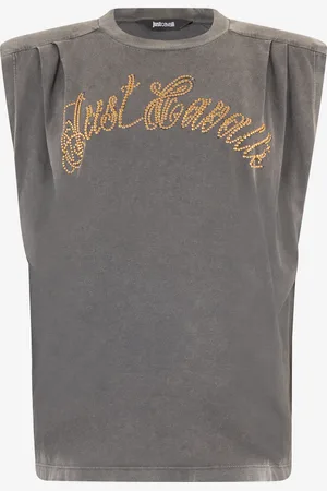 Roberto Cavalli Cotton Top With Front Logo - Female Clothing S