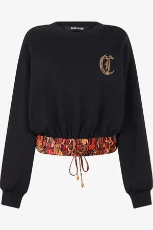 Roberto Cavalli Cotton Sweatshirt With Python Band - Female T-shirts & Sweatshirts S