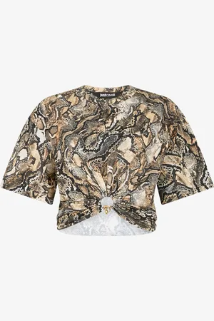 Roberto Cavalli Crop Top With Python Print - Female Clothing S