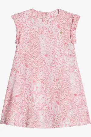 Roberto Cavalli Cotton Dress With Cheetahs And Cheetah Skin - Female Ready To Wear 06m