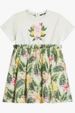 Roberto Cavalli Dress With Broderie Anglaise And Printed Skirt - Female Ready To Wear 06m