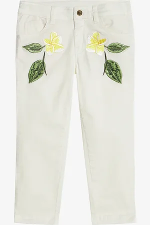 Roberto Cavalli Pants With Embroidered Flowers - Female Ready To Wear 04a